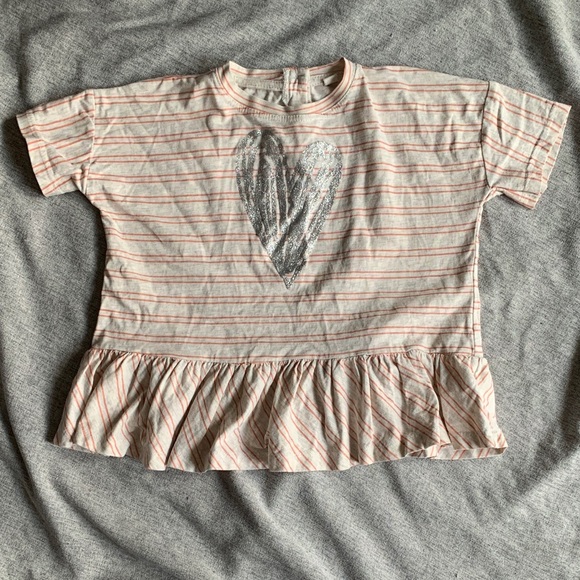 Jessica Simpson Orange and Cream Striped Glitter Heart shirt - 6 - Picture 1 of 4